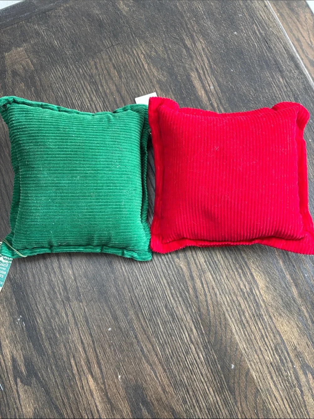 Vintage Paine’s Christmas scented pillows, wide corduroy,pine cone accent, 7x8”